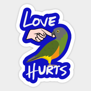 Love Hurts Senegal Parrot Biting Finger Sticker